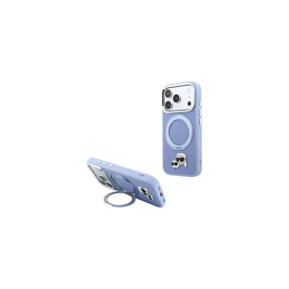 Karl Lagerfeld Ring Stand 360 Choupette MagSafe Case for iPhone 18 Pro Max / 17 Pro Max - Light Blue